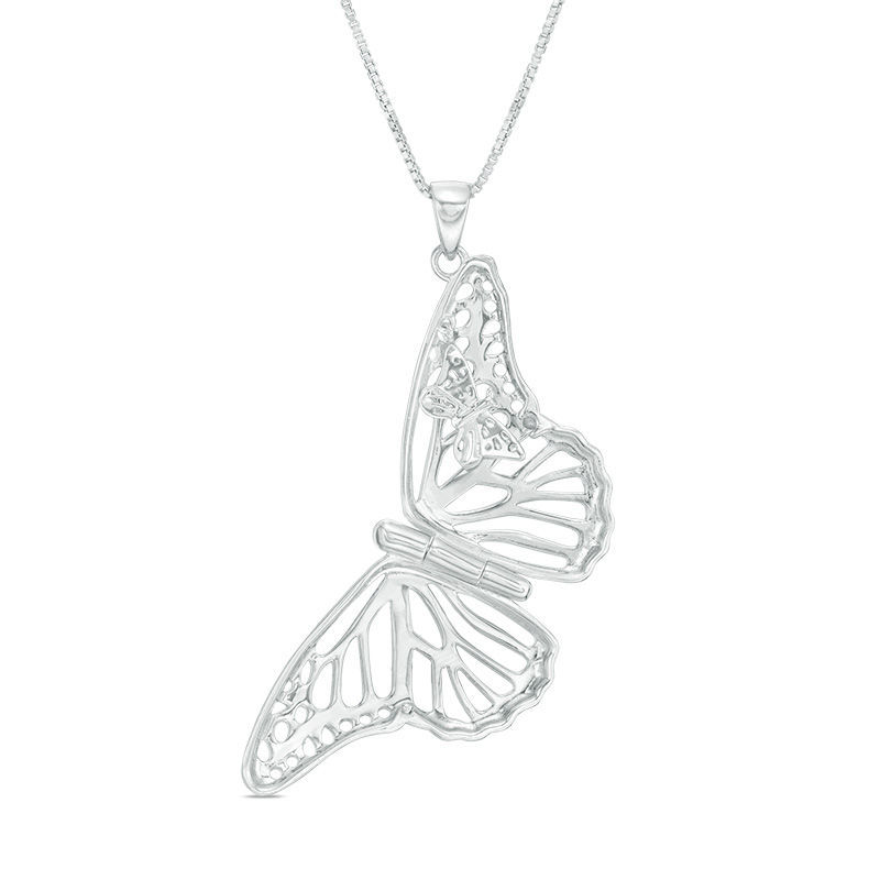 Etched Butterfly Locket in Sterling Silver