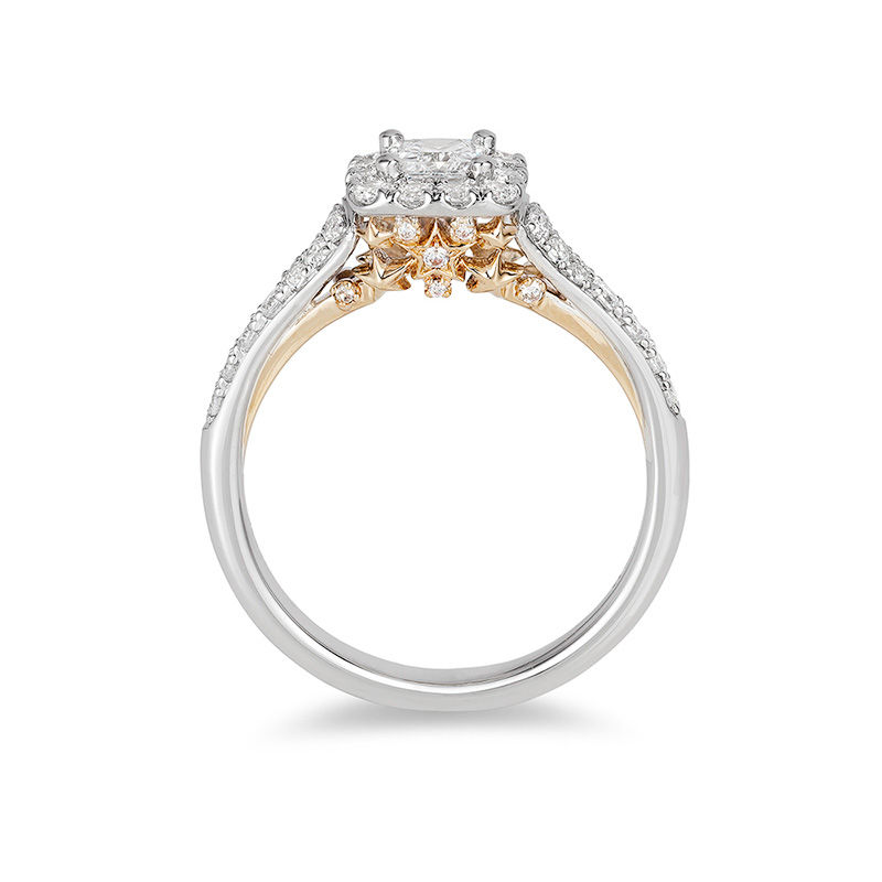 Enchanted Disney Tinker Bell 3/4 CT. T.W. Princess-Cut Diamond Frame Engagement Ring in 14K Two-Tone Gold