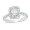 Thumbnail Image 0 of Vera Wang Love Collection 1-1/3 CT. T.W. Emerald-Cut Diamond Double Frame Engagement Ring in 14K White Gold
