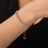 Thumbnail Image 1 of 1/4 CT. T.W. Diamond Interlocking Curb Link Bolo Bracelet in 10K Rose Gold - 9.5"