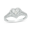 Thumbnail Image 0 of 1/2 CT. T.W. Princess-Cut and Round Diamond Heart Frame Ring in 10K White Gold