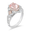 Thumbnail Image 1 of Enchanted Disney Aurora Oval Morganite and 3/4 CT. T.W. Diamond Scallop Frame Engagement Ring in 14K Two-Tone Gold