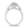 Thumbnail Image 2 of Enchanted Disney Aurora Oval Morganite and 3/4 CT. T.W. Diamond Scallop Frame Engagement Ring in 14K Two-Tone Gold