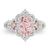 Thumbnail Image 3 of Enchanted Disney Aurora Oval Morganite and 3/4 CT. T.W. Diamond Scallop Frame Engagement Ring in 14K Two-Tone Gold