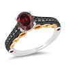Thumbnail Image 0 of Enchanted Disney Villains Evil Queen Oval Garnet and 1/4 CT. T.W. Diamond Ring in Two-Tone Sterling Silver and 10K Gold