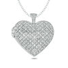 Thumbnail Image 0 of 7/8 CT. T.W. Diamond Lattice Heart Vintage-Style Locket in Sterling Silver