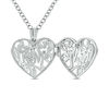Thumbnail Image 1 of 1/10 CT. T.W. Diamond "Mom" Vintage-Style Heart Locket in Sterling Silver