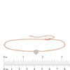 Thumbnail Image 3 of 1/20 CT. T.W. Diamond Heart Dangle Anklet in 10K Rose Gold - 10"