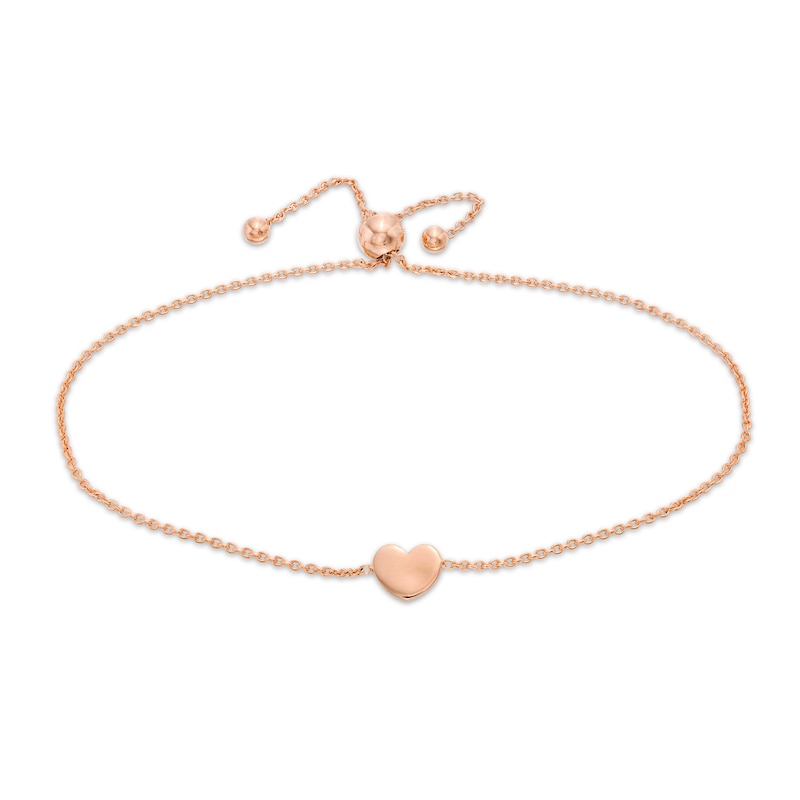 Mini Heart Bolo Bracelet in 14K Rose Gold - 9.5"