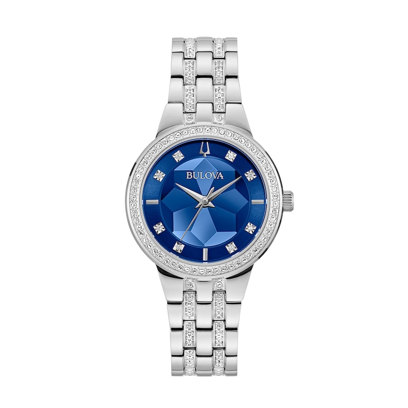 Ladies' Bulova Crystal Accent Watch with Blue Dial (Model: 96L276)