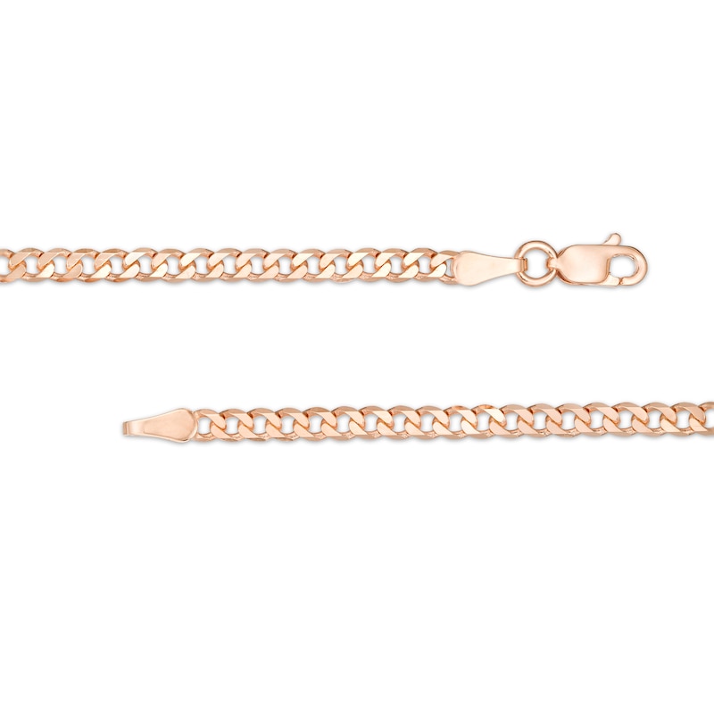 2.7mm Curb Chain Bracelet in Solid 14K Rose Gold - 7.25"