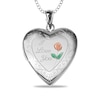 Thumbnail Image 0 of Engravable Enamel Rose Floral "I Love You" Photo Heart Locket in Sterling Silver (1-2 Images and 3 Lines)