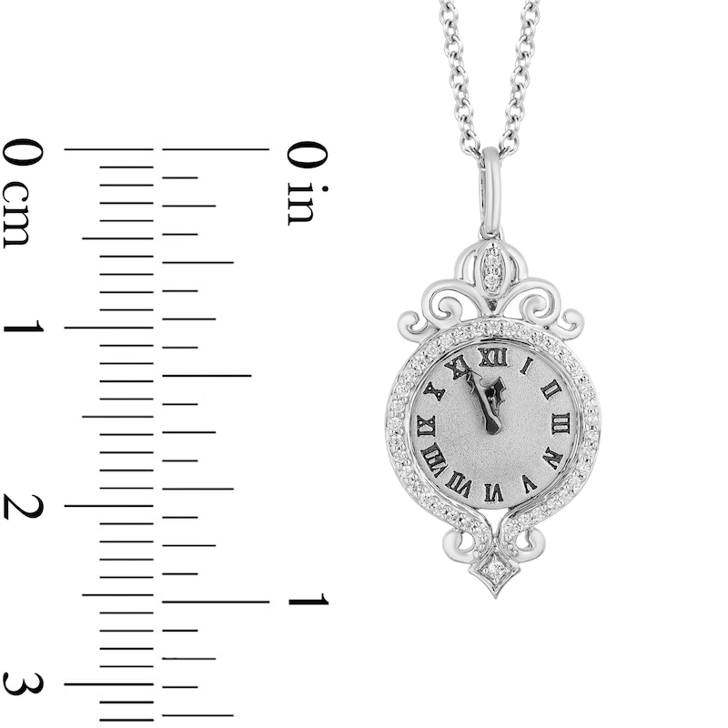 Collector's Edition Enchanted Disney Cinderella 70th Anniversary Diamond Clock Pendant in Sterling Silver - 19"