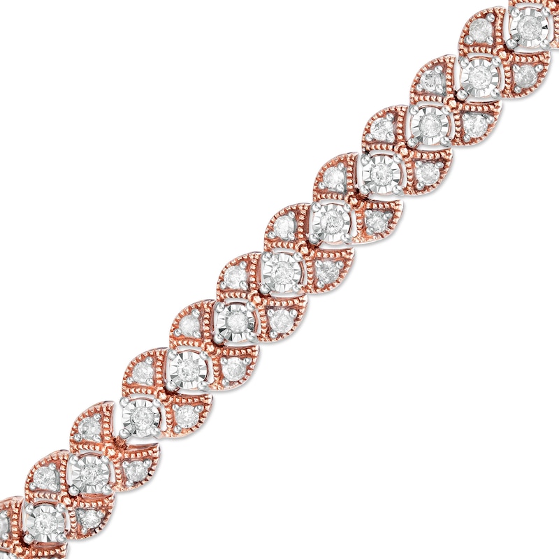 2 CT. T.W. Diamond Art Deco Vintage-Style Bracelet in 10K Rose Gold - 7.25"