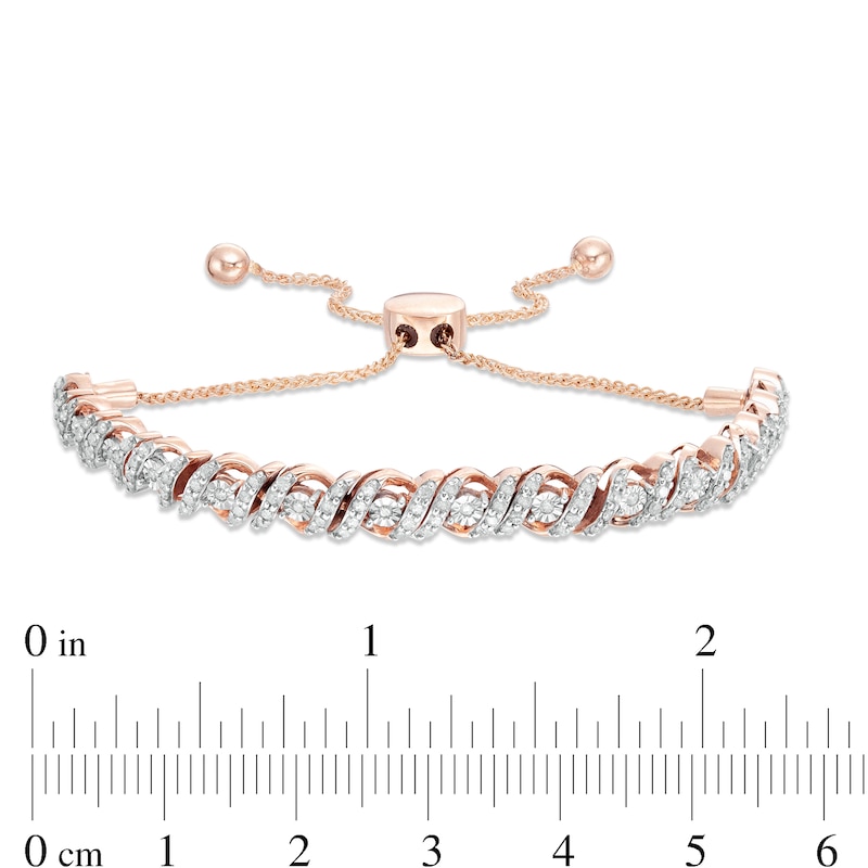 1 CT. T.W. Diamond Cascading Bolo Bracelet in 10K Rose Gold - 9.5"