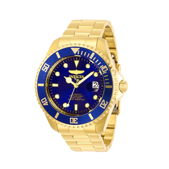 Men's Invicta Pro Diver Automatic Gold-Tone Watch with Blue Dial (Model:  28949) | Zales