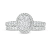 Thumbnail Image 3 of 1 CT. T.W. Oval Multi-Diamond Frame Bridal Set in 14K White Gold
