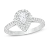 Thumbnail Image 0 of Vera Wang Love Collection 3/4 CT. T.W. Pear-Shaped Diamond Double Frame Engagement Ring in 14K White Gold