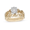 Thumbnail Image 0 of 1/3 CT. T.W. Diamond Frame Vintage-Style Vine Bridal Set in 10K Gold