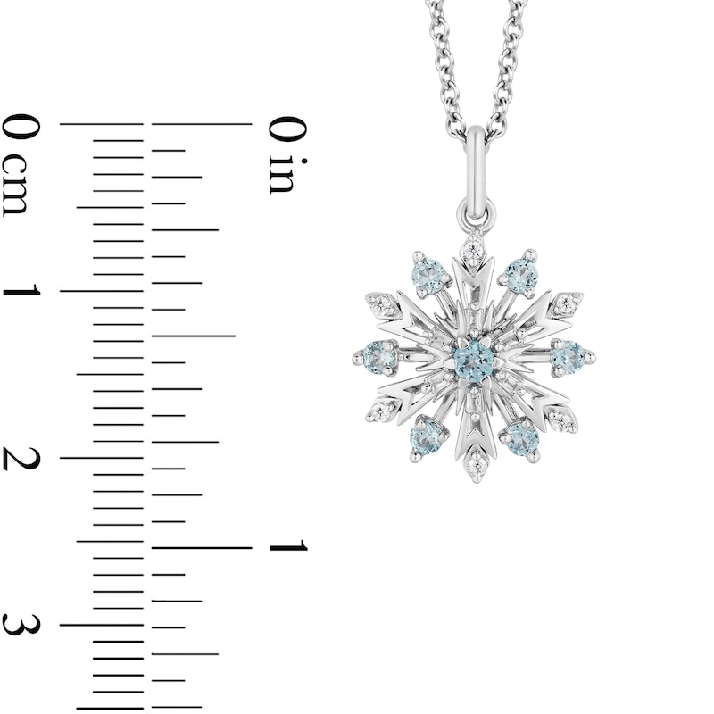 Enchanted Disney Elsa Swiss Blue Topaz and 1/6 CT. T.W. Diamond Snowflake Pendant and Earrings Set in Sterling Silver