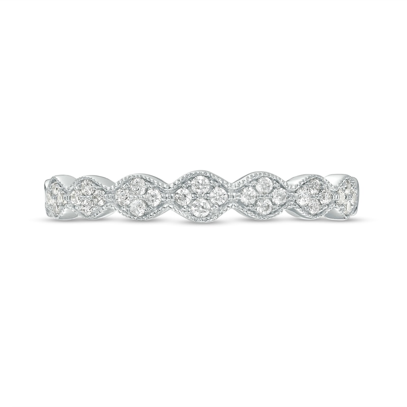 1/6 CT. T.W. Oval-Shaped Multi-Diamond Scallop Edge Stackable Anniversary Band in 10K White Gold