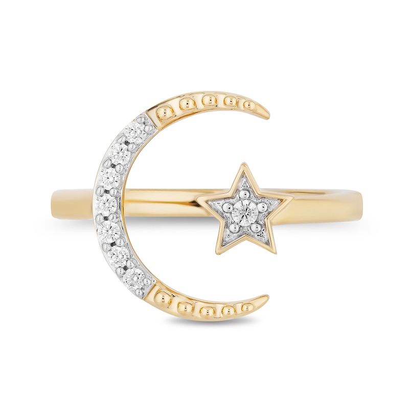 Enchanted Disney Jasmine 1/8 CT. T.W. Diamond Star and Moon Ring in 10K Gold