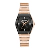 Thumbnail Image 0 of Ladies' Bulova Modern Gemini Diamond Accent Rose-Tone Watch with Tonneau Black Dial (Model: 97P158)