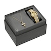 Thumbnail Image 0 of Ladies' Bulova Crystal Gold-Tone Watch with Champagne Dial and Cross Pendant Box Set (Model: 98X133)