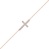 Thumbnail Image 0 of 1/8 CT. T.W. Diamond Sideways Cross Bracelet in 10K Rose Gold - 7.25"
