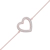 Thumbnail Image 0 of 1/8 CT. T.W. Diamond Lined Heart Bracelet in 10K Rose Gold - 7.25"