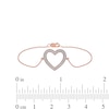 Thumbnail Image 3 of 1/8 CT. T.W. Diamond Lined Heart Bracelet in 10K Rose Gold - 7.25"