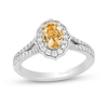 Thumbnail Image 0 of Enchanted Disney Belle Oval Citrine and 1/2 CT. T.W. Diamond Frame Split Shank Engagement Ring in 14K Two-Tone Gold