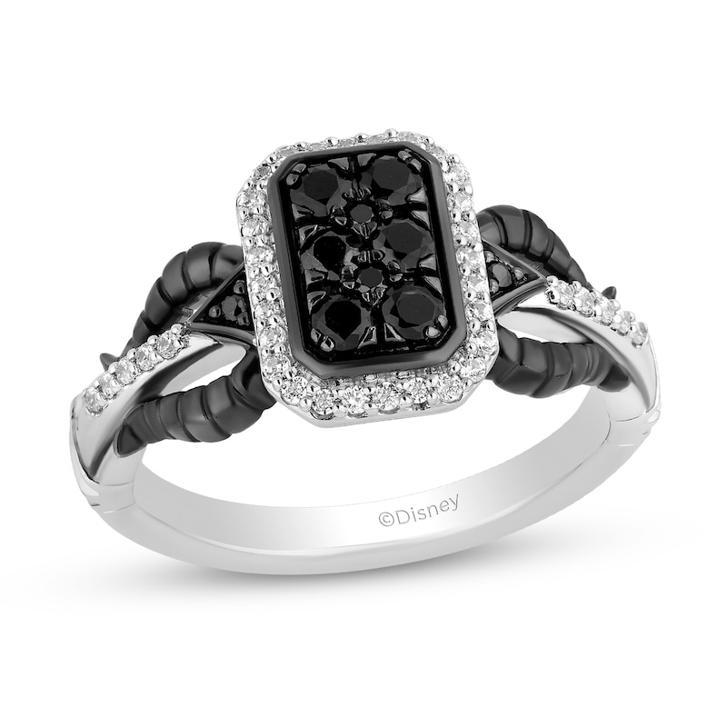 Enchanted Disney Villains Maleficent 1/2 CT. T.W. Black and White Multi-Diamond Ring in Sterling Silver