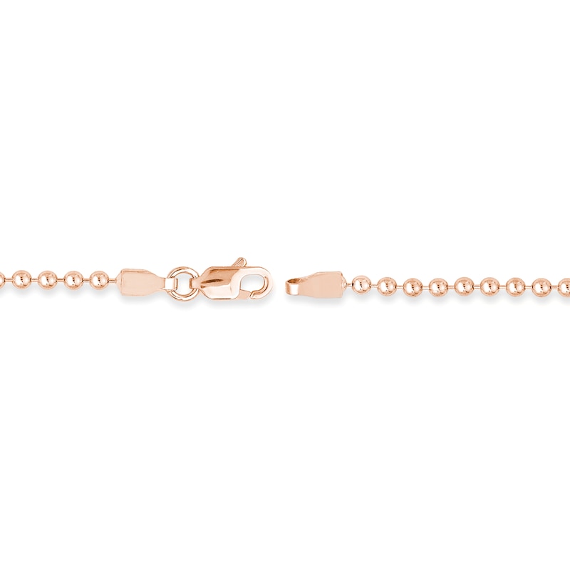 2.0mm Bead Chain Bracelet in Solid 14K Rose Gold - 7.5"