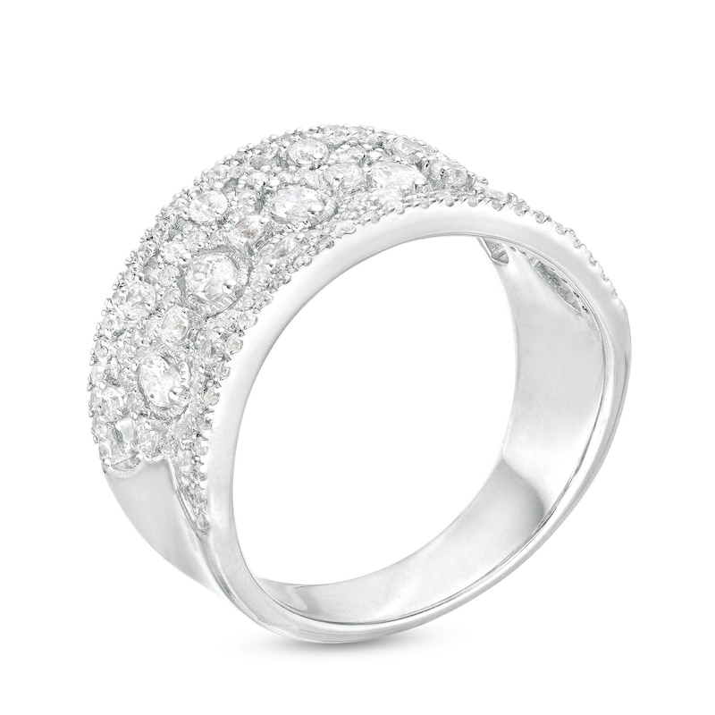 1 CT. T.W. Marquise and Round Diamond Vintage-Style Multi-Row Anniversary Band in 14K White Gold