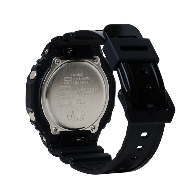 Men's Casio G-Shock Classic Black Resin Strap Watch with Black Dial (Model: GA2100RGB-1A)