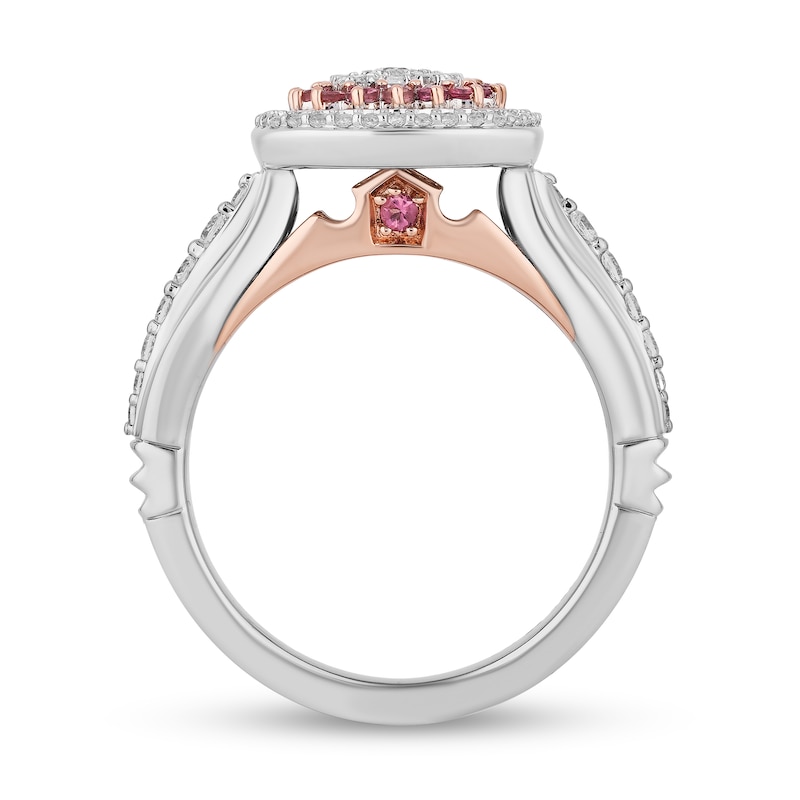 Enchanted Disney Aurora 1/2 CT. T.W. Emerald Multi-Diamond and Tourmaline Frame Engagement Ring in 14K Two-Tone Gold