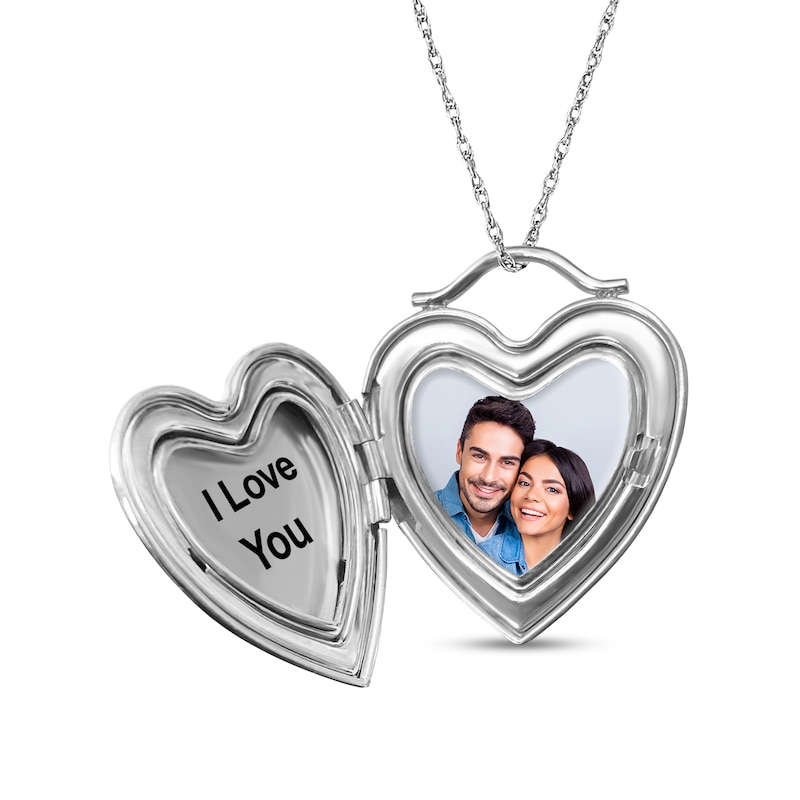 Engravable Heart Locket in Sterling Silver (1-2 Images and 1 Line)