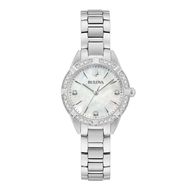 Ladies' Bulova Sutton 1/20 CT. T.W. Diamond Watch with Mother-of-Pearl Dial (Model: 96R253)