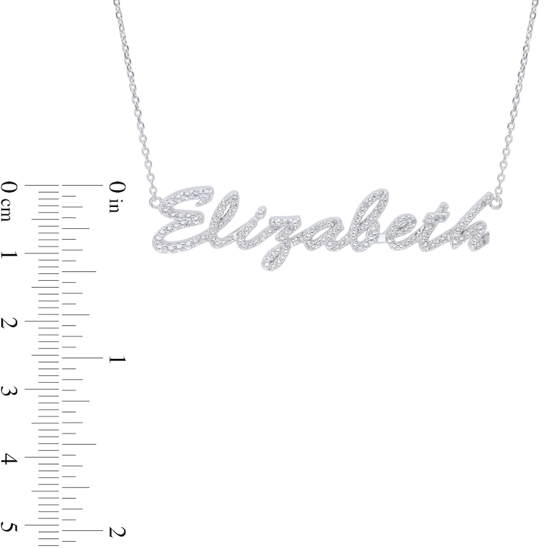 White Lab-Created Sapphire Cursive Name Necklace in Sterling Silver (1 Line)