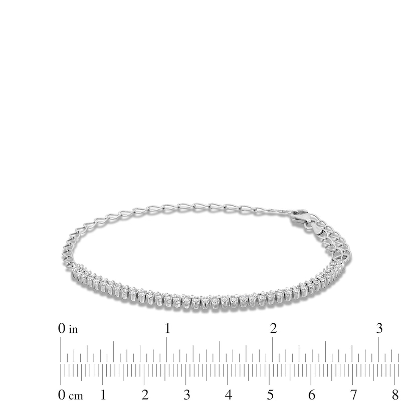 1/2 CT. T.W. Diamond Double Row Half-and-Half Chain Bracelet in 10K White Gold - 9"