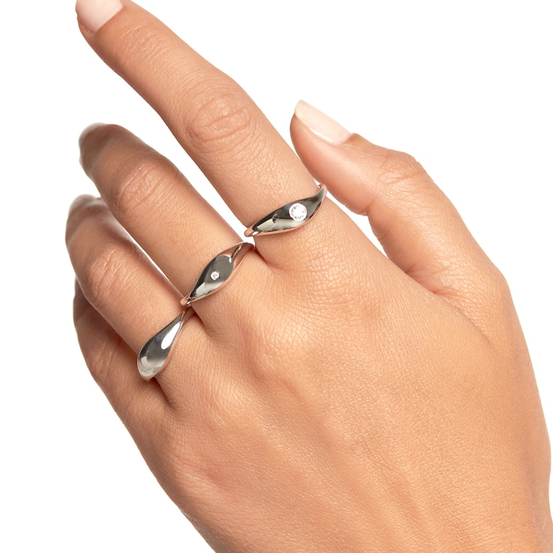 PDPAOLA™ at Zales Cubic Zirconia Wavy Teardrop Stackable Ring Set in Sterling Silver