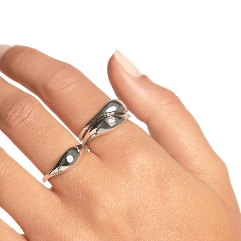 PDPAOLA™ at Zales Cubic Zirconia Wavy Teardrop Stackable Ring Set in Sterling Silver