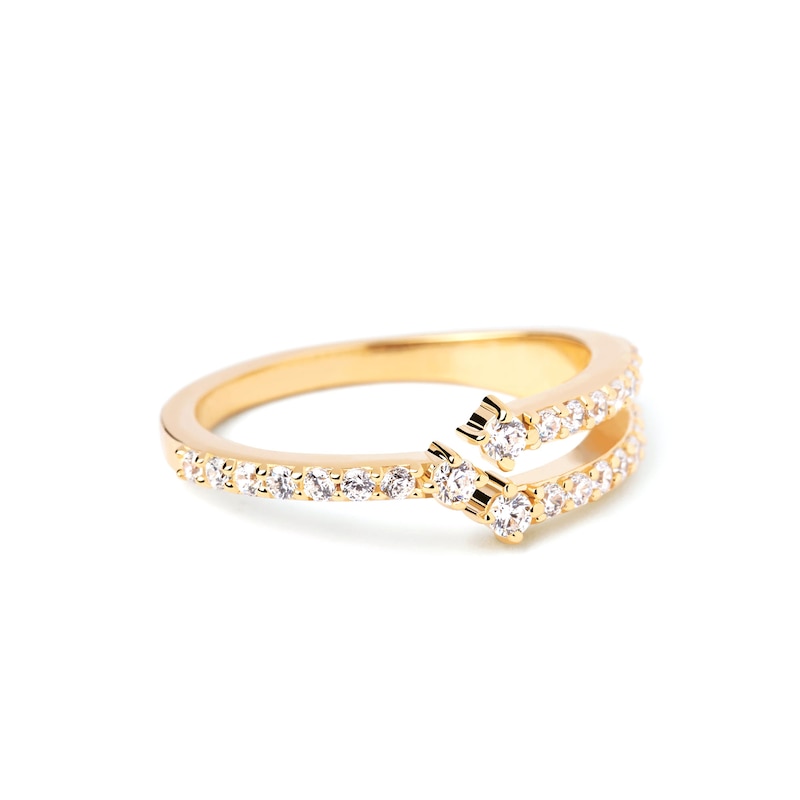 PDPAOLA™ at Zales Cubic Zirconia Triple Row Open Shank Ring in Sterling Silver with 18K Gold Plate
