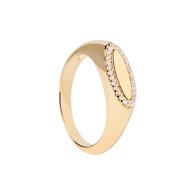 PDPAOLA™ at Zales Cubic Zirconia Frame Marquise-Shaped Signet Ring in Sterling Silver with 18K Gold Plate