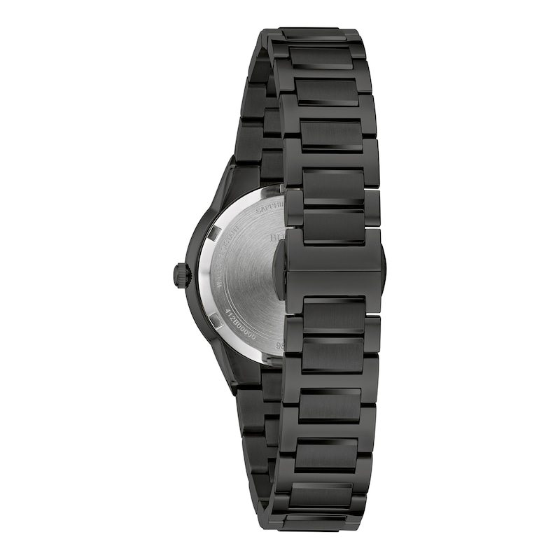 Ladies' Bulova Millennia Modern Black Dial Watch in Black Ion-Plated Stainless Steel (Model 98L314)