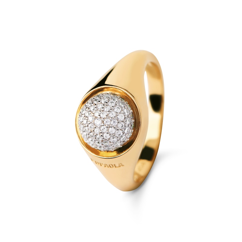 PDPAOLA™ at Zales Cubic Zirconia Round Moon-Top Ring in Sterling Silver with 18K Gold Plate