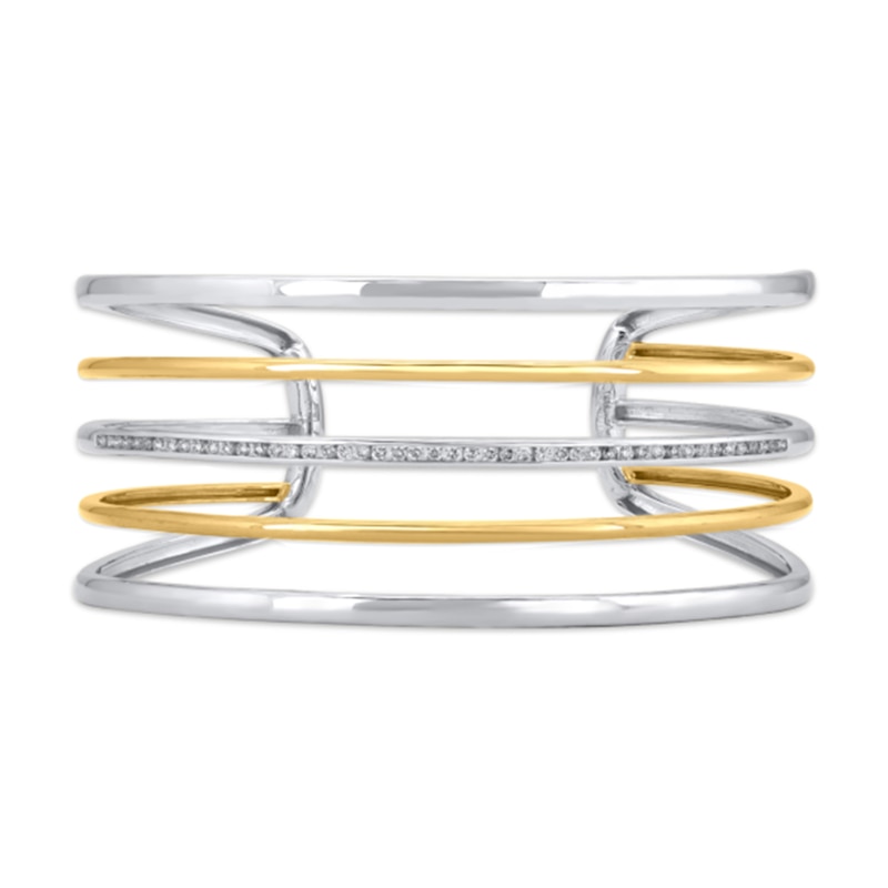 1/2 CT. T.W. Lab-Created Diamond Bangle Bracelet in Sterling Silver and 14K Gold Plate (F/SI2)