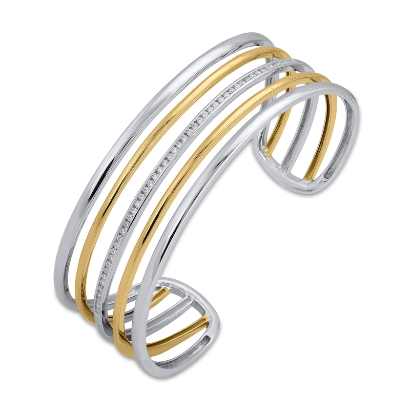 1/2 CT. T.W. Lab-Created Diamond Bangle Bracelet in Sterling Silver and 14K Gold Plate (F/SI2)