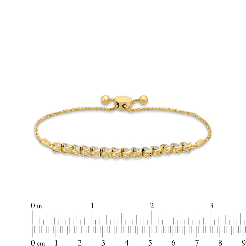 1/4 CT. T.W. Diamond Bypass Frame Line Bolo Bracelet in Sterling Silver with 10K Gold Plate - 9"